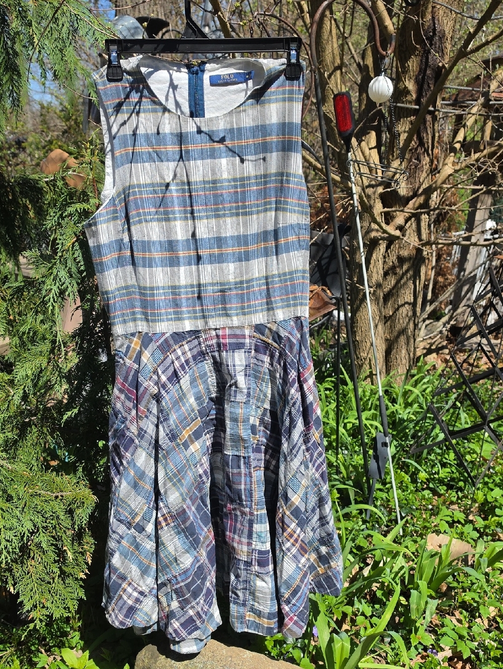 Polo by Ralph Lauren Blue and Cream Plaid Sleeveless Dress